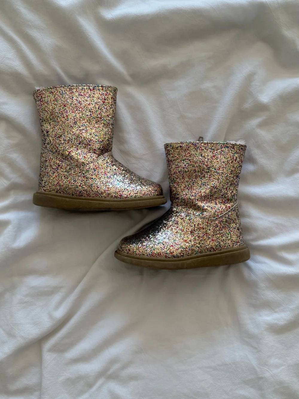 Rachel Shoes Candi Toddler Glitter Boots Faux Fur Lined Mid-Calf 7M